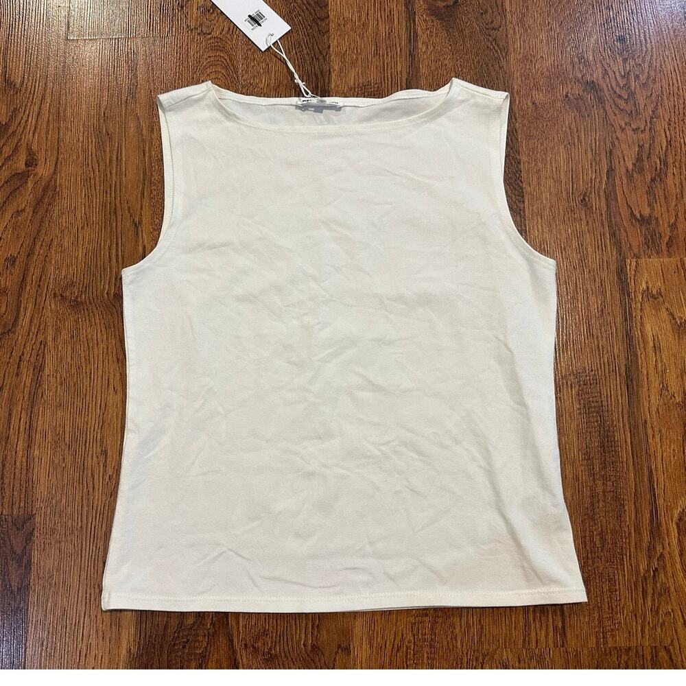 Reformation Boatneck Cotton Blend Tank Top Women’s Large Cream Sleeveless NWT